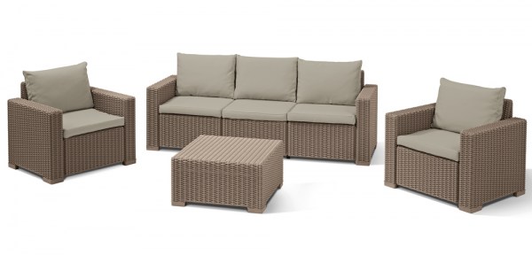 CALIFORNIA 3 SEATERS set - cappuchino + pískové podušky