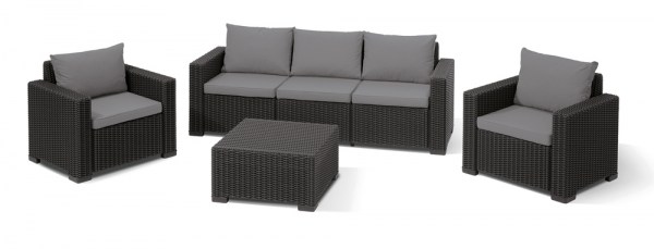 CALIFORNIA 3 SEATERS set - antracit + šedé podušky