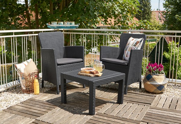 SALVADOR BALCONY set - antracit + šedé podušky