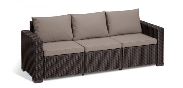 CALIFORNIA 3 SEATERS set - hnědá + šedohnědé podušky