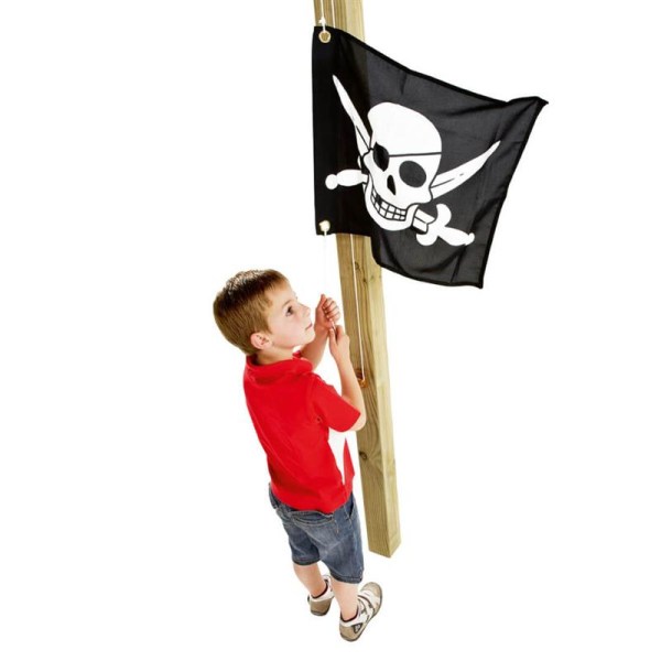 Vlajka textilní - motiv Piráti vč. kování a lana