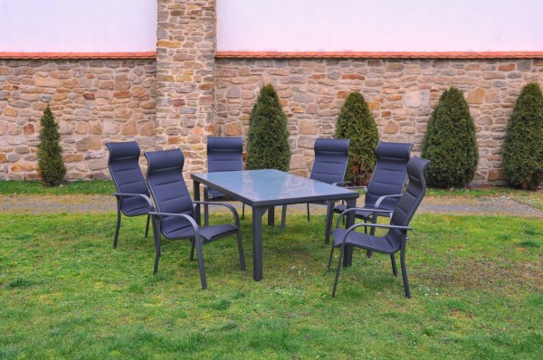 DIMENZA VADUZ jídelní set - sklo černá