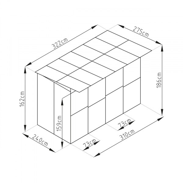 Kotec pro psa G21 KEN 886 - 322 x 275 cm, dvoumístný, šedý