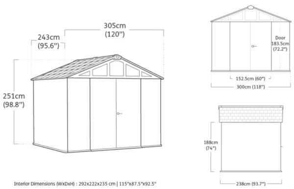 STRONGHOLD 10x8 domek - šedý