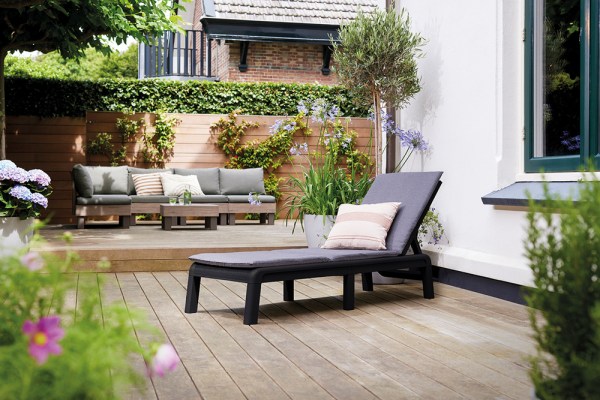 ATLAS (MALLORCA) lehátko s poduškou - grafit/světle šedá