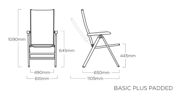 BASIC PLUS PADDED polohovací, hliníkové křeslo - stříbrná / antracit