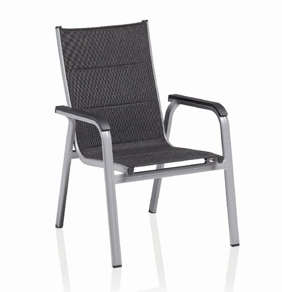 BASIC PLUS PADDED stohovatelné, hliníkové křeslo - stříbrná / antracit