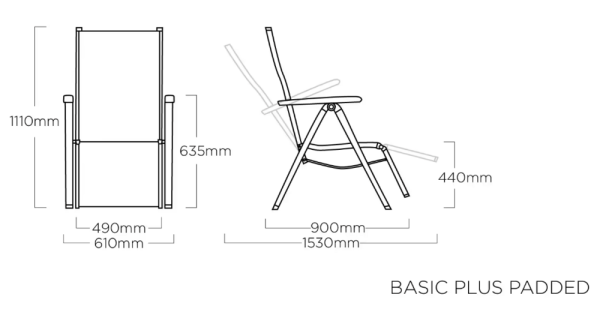 BASIC PLUS PADDED relaxační, polohovací, hliníkové křeslo - stříbrná / antracit