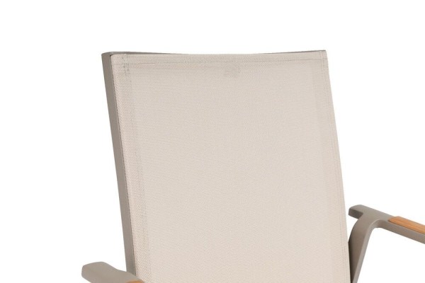 DIAMOND stohovatelné, hliníkové křeslo s teakovými područkami - taupe / béžová