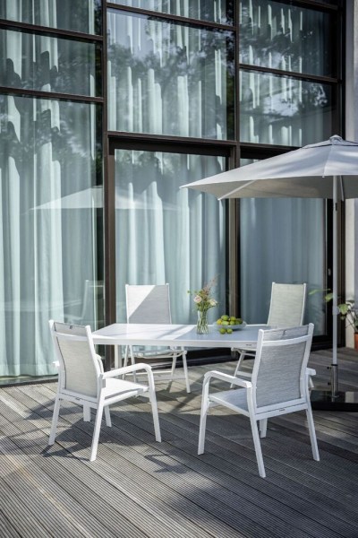 BASIC PLUS stohovatelné, hliníkové křeslo - bílá/světle šedá