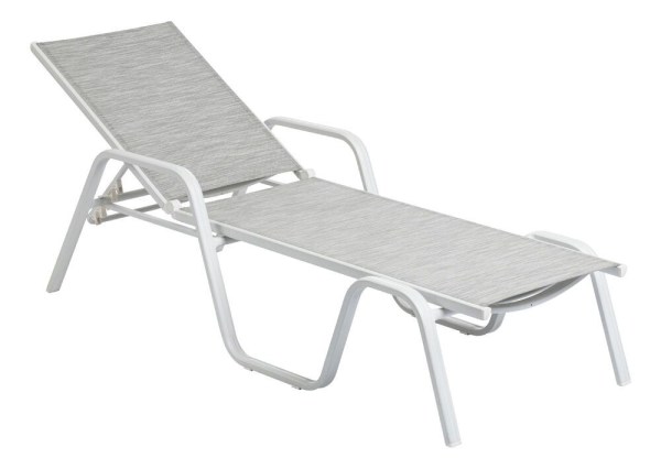 BASIC PLUS hliníkové lehátko - bílá/světle šedá