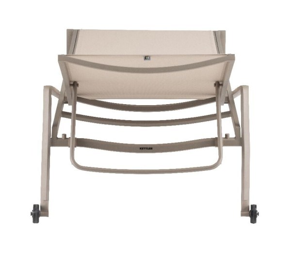 DIAMOND hliníkové lehátko s teakovými područkami - taupe / béžová