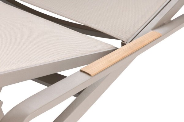 DIAMOND hliníkové lehátko s teakovými područkami - taupe / béžová