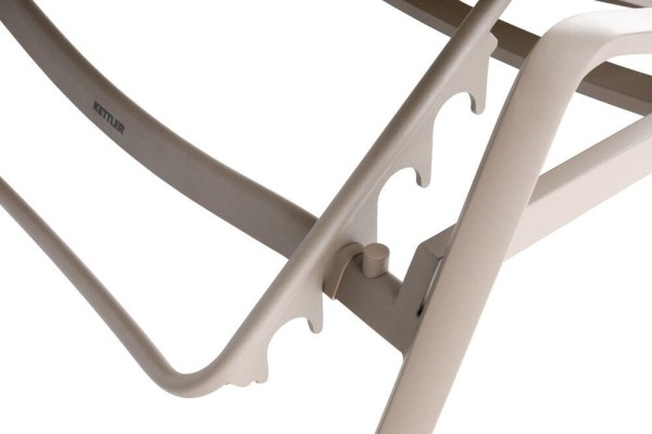 DIAMOND hliníkové lehátko s teakovými područkami - taupe / béžová