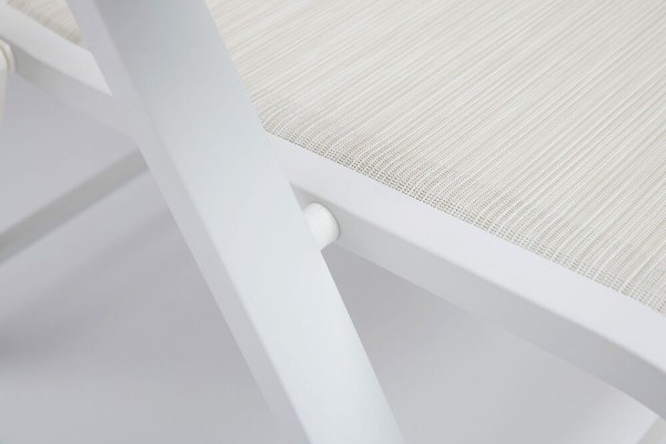 MEMPHIS TEAK polohovací, hliníkové křeslo s teakovými područkami - bílá / béžová