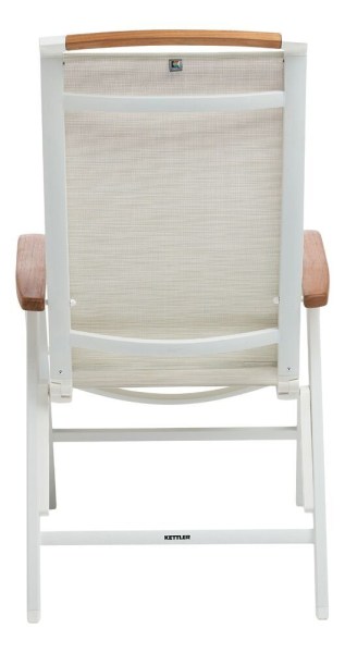 MEMPHIS TEAK polohovací, hliníkové křeslo s teakovými područkami - bílá / béžová