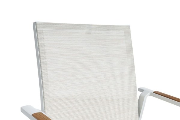 DIAMOND stohovatelné, hliníkové křeslo s teakovými područkami - bílá/krémová