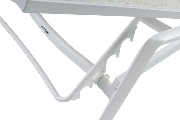 DIAMOND hliníkové lehátko s teakovými područkami - bílá/krémová