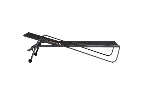 DIAMOND hliníkové lehátko s teakovými područkami - antracit/antracit
