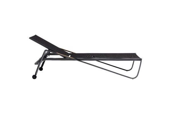 DIAMOND hliníkové lehátko s teakovými područkami - antracit/antracit