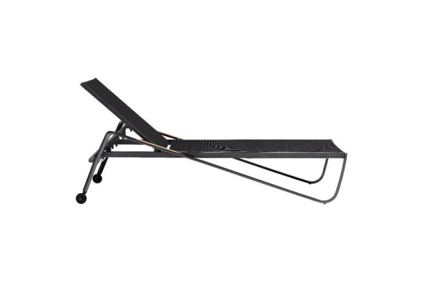 DIAMOND hliníkové lehátko s teakovými područkami - antracit/antracit