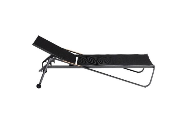 DIAMOND hliníkové lehátko s teakovými područkami - antracit/antracit