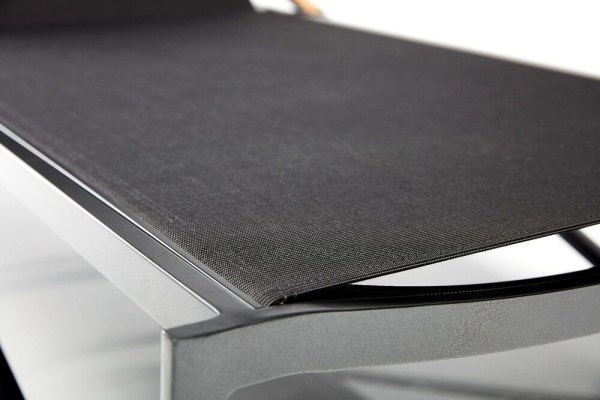 DIAMOND hliníkové lehátko s teakovými područkami - antracit/antracit