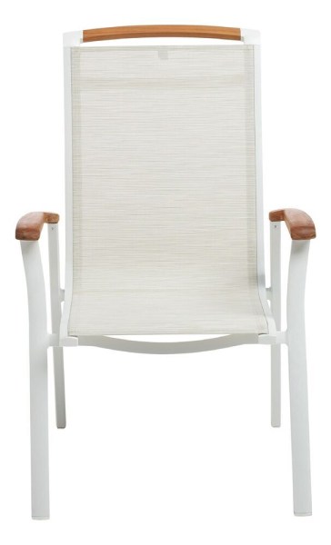 MEMPHIS TEAK stohovatelné, hliníkové křeslo s teakovými područkami - bílá / béžová