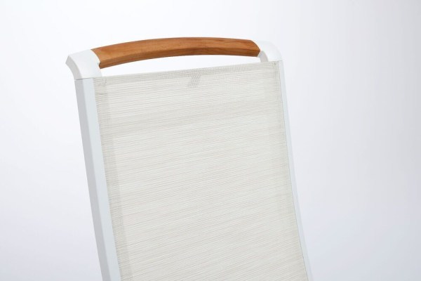 MEMPHIS TEAK stohovatelné, hliníkové křeslo s teakovými područkami - bílá / béžová