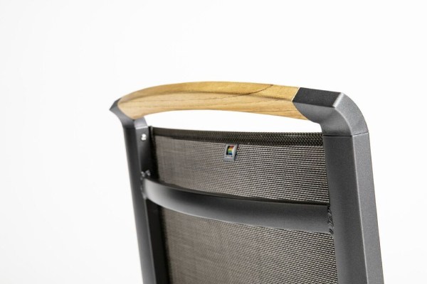 MEMPHIS TEAK polohovací, hliníkové křeslo s teakovými područkami - antracit / bronzová