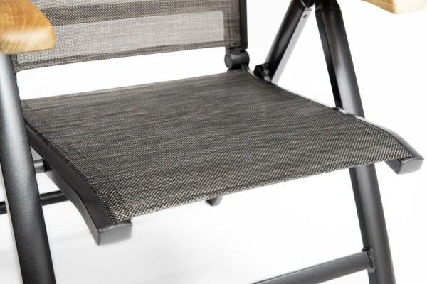 MEMPHIS TEAK polohovací, hliníkové křeslo s teakovými područkami - antracit / bronzová