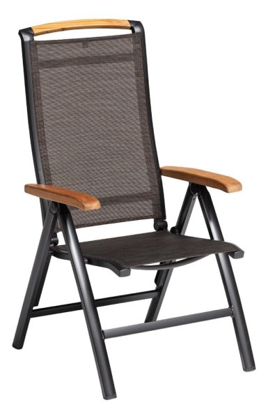 MEMPHIS TEAK polohovací, hliníkové křeslo s teakovými područkami - antracit / bronzová