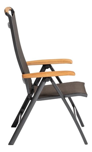 MEMPHIS TEAK polohovací, hliníkové křeslo s teakovými područkami - antracit / bronzová