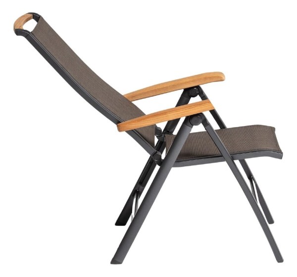 MEMPHIS TEAK polohovací, hliníkové křeslo s teakovými područkami - antracit / bronzová