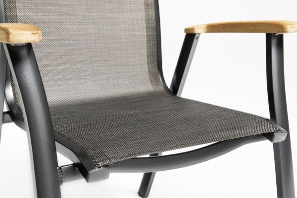 MEMPHIS TEAK stohovatelné, hliníkové křeslo s teakovými područkami - antracit / bronzová