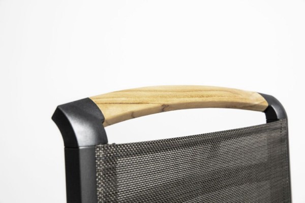 MEMPHIS TEAK stohovatelné, hliníkové křeslo s teakovými područkami - antracit / bronzová