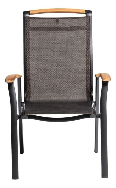 MEMPHIS TEAK stohovatelné, hliníkové křeslo s teakovými područkami - antracit / bronzová