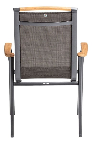 MEMPHIS TEAK stohovatelné, hliníkové křeslo s teakovými područkami - antracit / bronzová