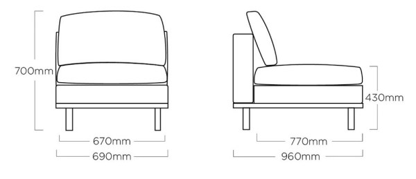 EGO MODULAR křeslo/středový díl - antracit/antracit/sunbrella®
