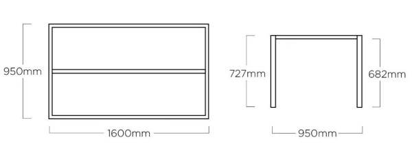 Stolová kostra CUBIC 160x95 cm - antracit matná