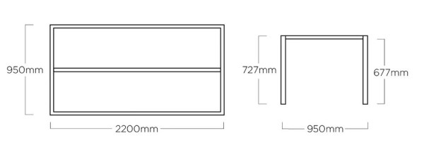 Stolová kostra CUBIC 220x95 cm - stříbrná