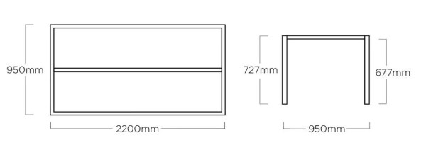 Stolová kostra CUBIC 220x95 cm - antracit matná