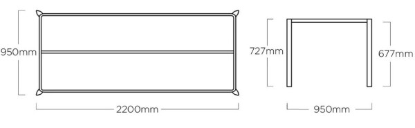 Stolová kostra EDGE 220x95cm - stříbrná