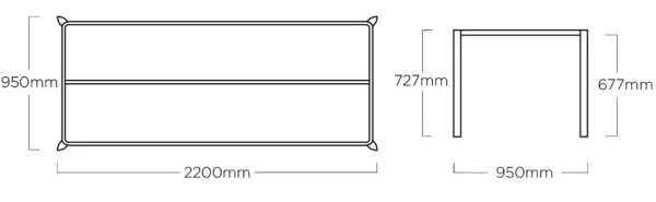 Stolová kostra EDGE 220x95cm - antracit