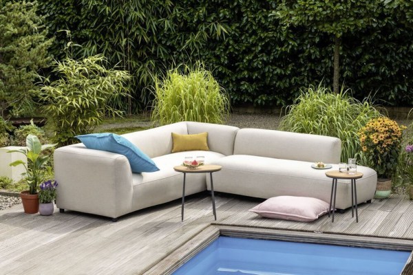 TRIBE stolek o 40 cm - antracit/teak