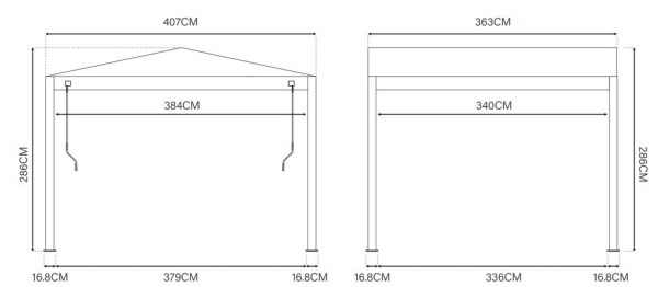 Bioklimatická pergola APEX 4x3,6 m, hliník - volně stojící