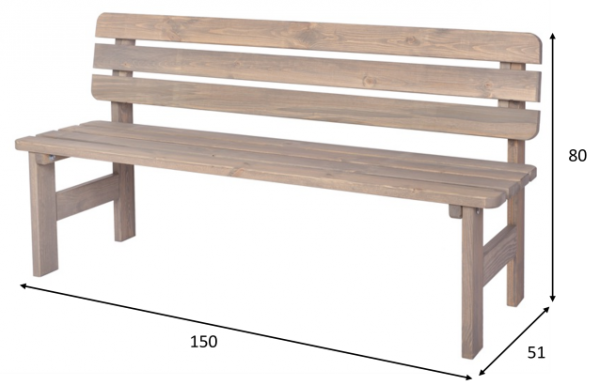 VIKING lavice ŠEDÁ - 150 cm