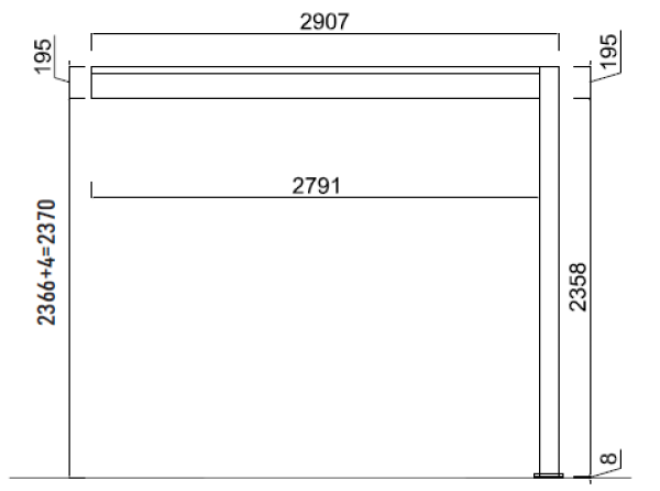 Bioklimatická pergola INTRO PLUS 4x3 m, hliník - do stěny