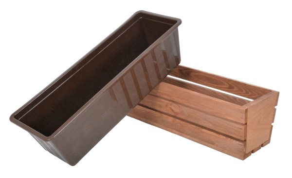 Truhlík MODERN 51 cm - s plastovým květináčem, hnědá