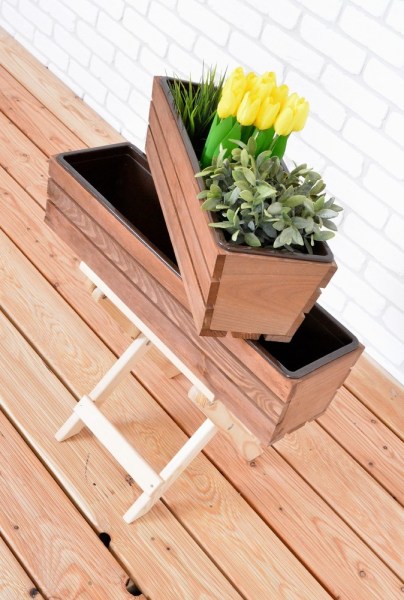 Truhlík MODERN 51 cm - s plastovým květináčem, hnědá